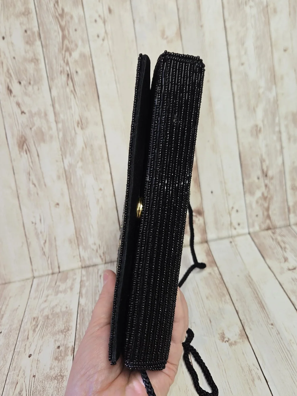 Vintage Bechamel Beaded Bag Black Multicolor Clutch Crossbody Purse